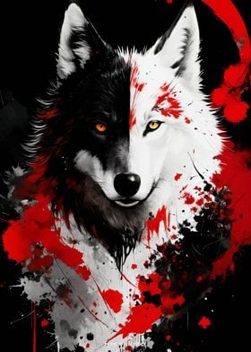 Wolf in Red and Black