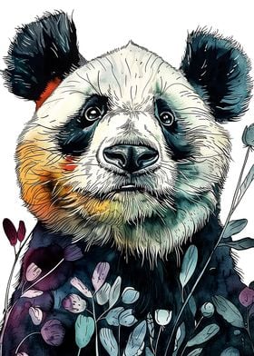 Watercolor Panda Portrait