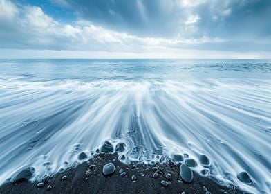 Ocean Waves on Black Sand Beach