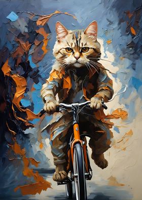 Abstract Cat on a Bicycle