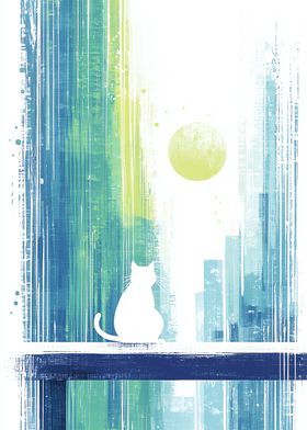 Cat Silhouette Cityscape