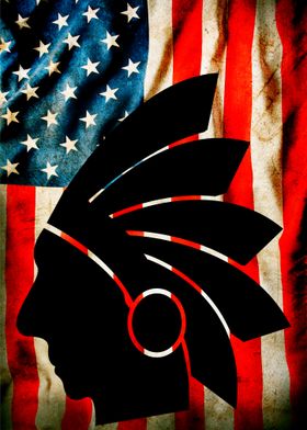 Native American Silhouette on Flag