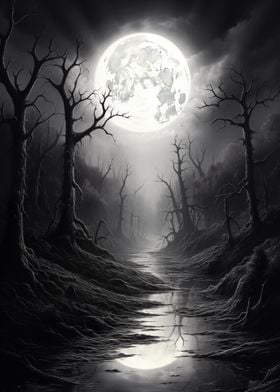 Moonlit Forest Path