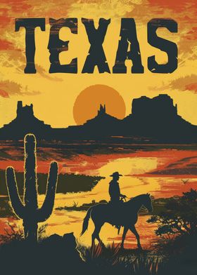 Retro Texas Travel Poster