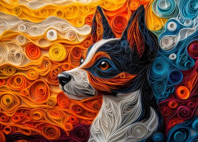 Paper Quilling Brazilian Terrier Dog Portrait