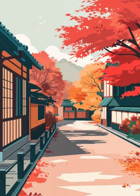 Autumn Street in Japan