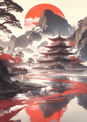 Japanese Pagoda Landscape