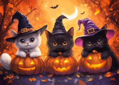 Halloween Witch Cats