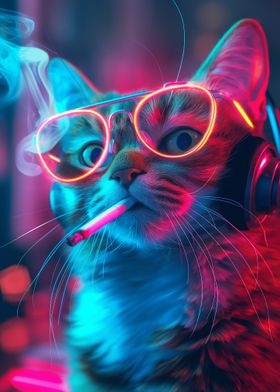 Cool Cat in Neon Lights