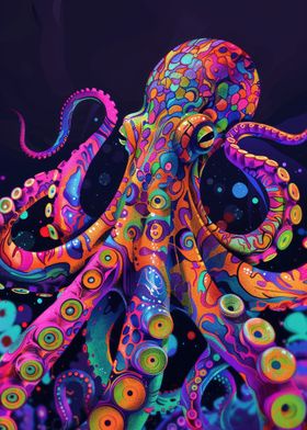 Psychedelic Neon Octopus