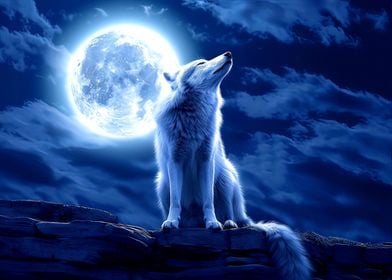 Wolf Howling at the Moon