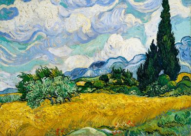 Wheatfield with Cypresses