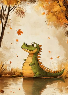 Smiling Crocodile in Autumn