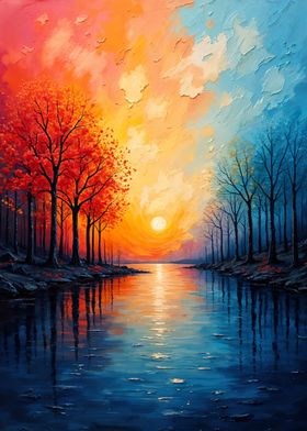 Sunset River Landscape