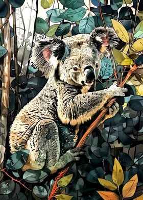 Koala in Eucalyptus Tree