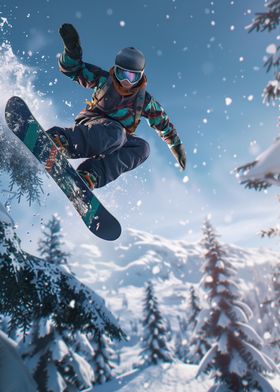 Snowboarder in Flight