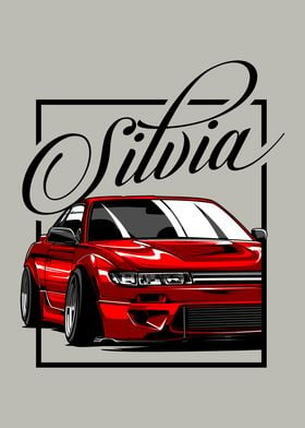 Red Silvia Car Illustration