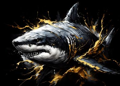 Golden Shark Painting