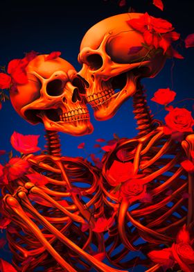 Skeleton Couple Embrace