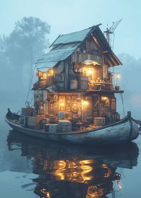 Floating House in Fog