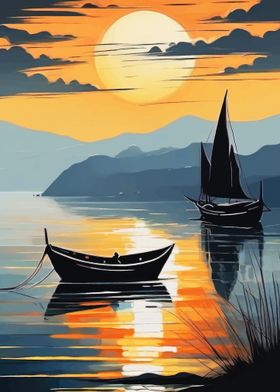 Sunset Sailboats