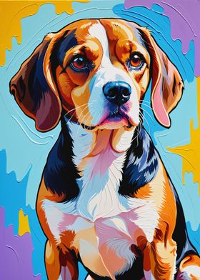 Beagle Portrait in Vibrant Colors