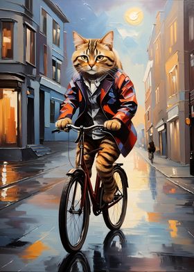 Abstract Kitty on a Bicycle