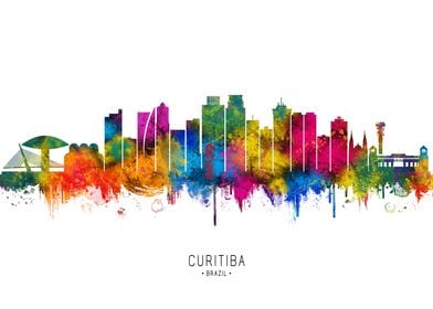 Curitiba Skyline Watercolor