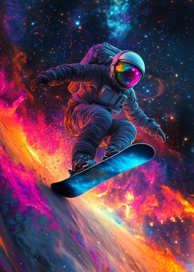 Astronaut Snowboarding in Space