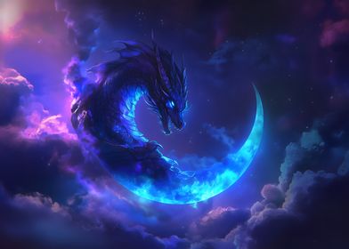 Dragon on Crescent Moon