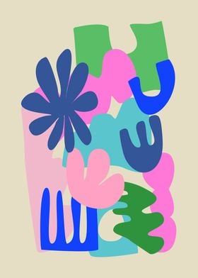 Playful Abstract Shapes Modern Floral Collage