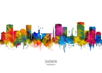 Darwin Skyline Watercolor