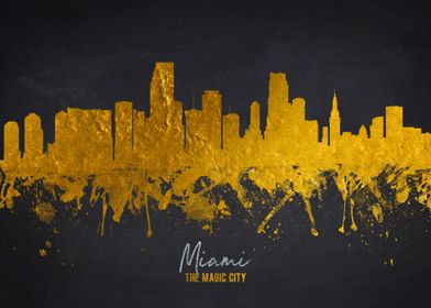 Miami Skyline Gold Glitter