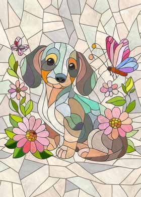 Dachshund dog  - Doxie - mosaic art