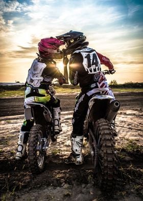 Motocross Riders Sunset