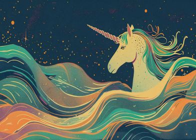 Unicorn in Starry Night