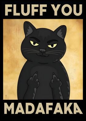 Funny Black Cat Middle Finger