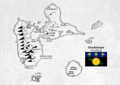 Handdrawn Map of Guadeloupe