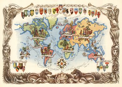 Vintage World Map 1951