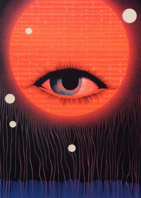 Cosmic Eye Retro Japanese Lithograph