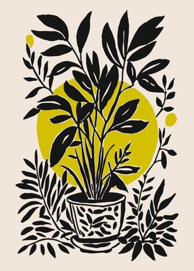 Black and Yellow Plant Illustration