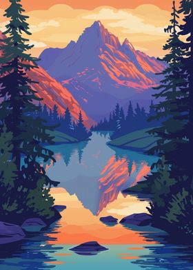 Mountain Lake Sunset