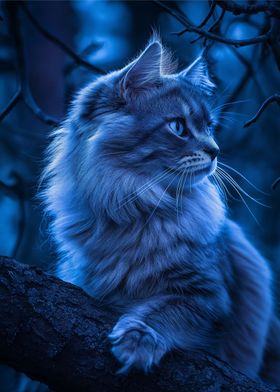 Blue Cat in the Night