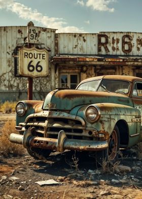 Rusty Route 66 Classic Car