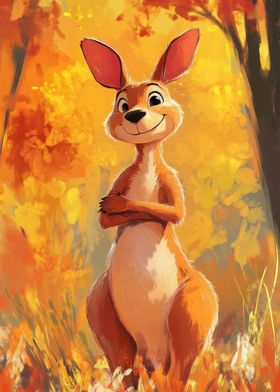 Smiling Kangaroo in Autumn