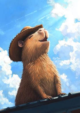 Capybara in Cowboy Hat