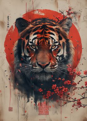 Tiger with Cherry Blossoms