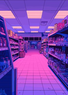 Neon Grocery Store