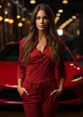 Woman in Red Jumpsuit