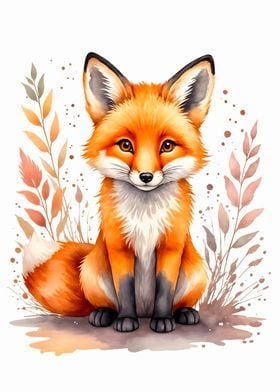 Cute Watercolor Fox